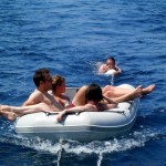 Relaxing in the dinghy